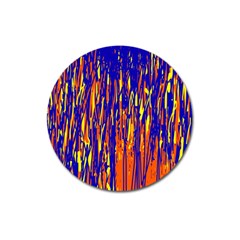 Orange, Blue And Yellow Pattern Magnet 3  (round) by Valentinaart