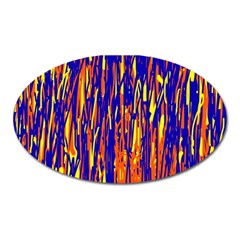 Orange, Blue And Yellow Pattern Oval Magnet by Valentinaart