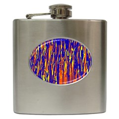 Orange, Blue And Yellow Pattern Hip Flask (6 Oz) by Valentinaart