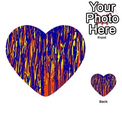 Orange, Blue And Yellow Pattern Multi-purpose Cards (heart) 