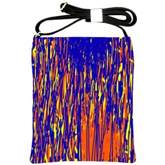 Orange, Blue And Yellow Pattern Shoulder Sling Bags by Valentinaart