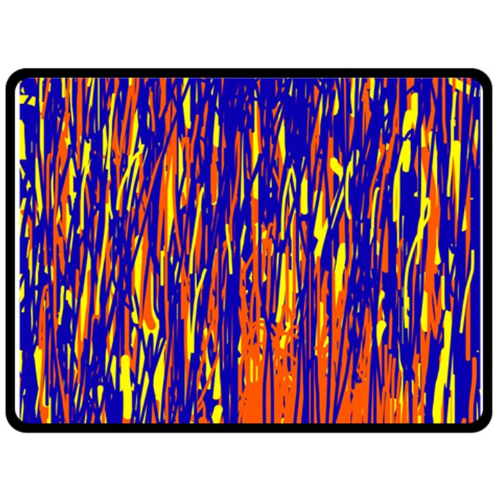 Orange, blue and yellow pattern Fleece Blanket (Large) 