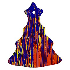 Orange, Blue And Yellow Pattern Christmas Tree Ornament (2 Sides)