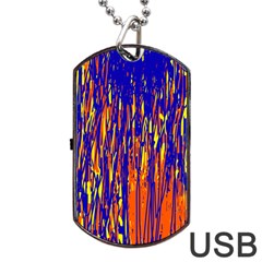 Orange, Blue And Yellow Pattern Dog Tag Usb Flash (one Side)