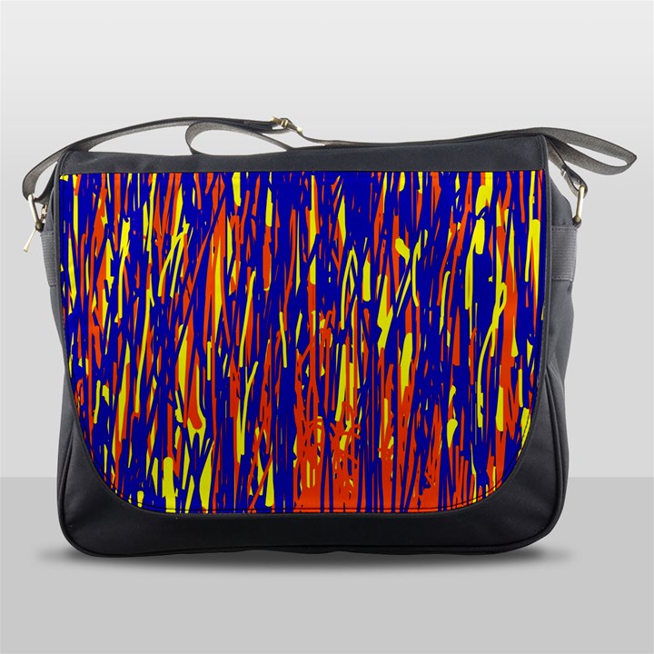 Orange, blue and yellow pattern Messenger Bags