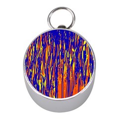 Orange, Blue And Yellow Pattern Mini Silver Compasses