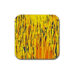 Yellow Pattern Rubber Coaster (square)  by Valentinaart