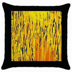 Yellow Pattern Throw Pillow Case (black) by Valentinaart