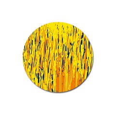 Yellow Pattern Magnet 3  (round) by Valentinaart