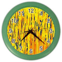 Yellow Pattern Color Wall Clocks by Valentinaart