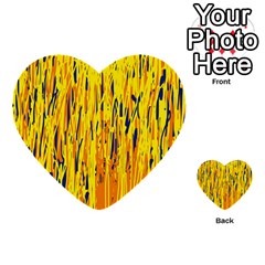 Yellow Pattern Multi-purpose Cards (heart)  by Valentinaart