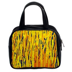 Yellow Pattern Classic Handbags (2 Sides) by Valentinaart