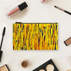 Yellow Pattern Cosmetic Bag (small)  by Valentinaart