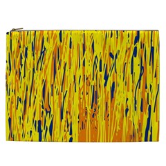 Yellow Pattern Cosmetic Bag (xxl)  by Valentinaart