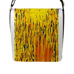 Yellow Pattern Flap Messenger Bag (l)  by Valentinaart