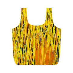 Yellow Pattern Full Print Recycle Bags (m)  by Valentinaart