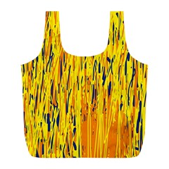 Yellow Pattern Full Print Recycle Bags (l)  by Valentinaart