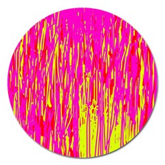 Pink And Yellow Pattern Magnet 5  (round) by Valentinaart