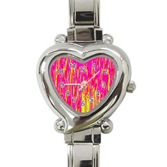 Pink And Yellow Pattern Heart Italian Charm Watch by Valentinaart