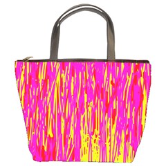 Pink And Yellow Pattern Bucket Bags by Valentinaart