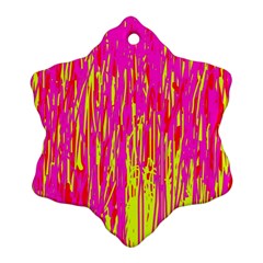 Pink And Yellow Pattern Ornament (snowflake)  by Valentinaart