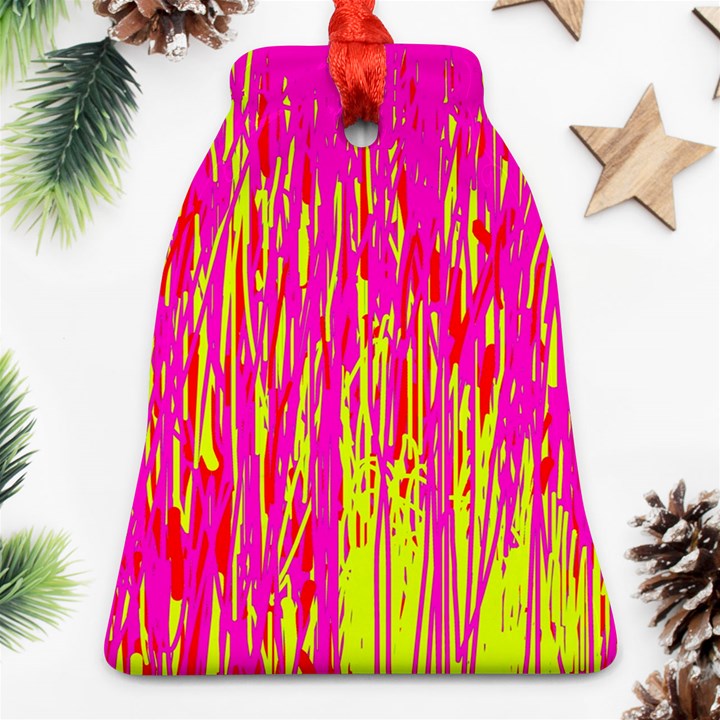 Pink and yellow pattern Bell Ornament (2 Sides)