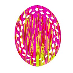 Pink And Yellow Pattern Ornament (oval Filigree) 