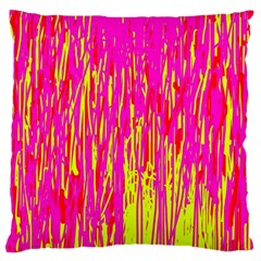 Pink And Yellow Pattern Large Flano Cushion Case (one Side)