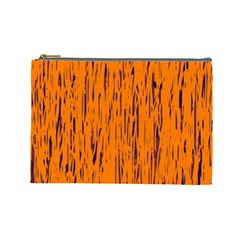 Orange Pattern Cosmetic Bag (large)  by Valentinaart