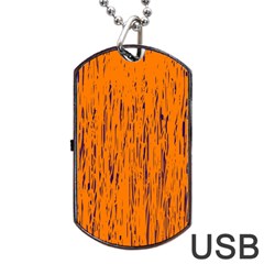 Orange Pattern Dog Tag Usb Flash (two Sides) 