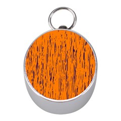 Orange Pattern Mini Silver Compasses