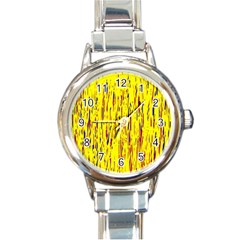 Yellow Pattern Round Italian Charm Watch by Valentinaart