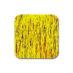 Yellow Pattern Rubber Square Coaster (4 Pack)  by Valentinaart