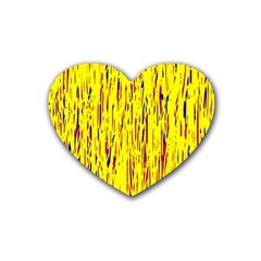 Yellow Pattern Heart Coaster (4 Pack)  by Valentinaart