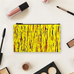 Yellow Pattern Cosmetic Bag (small)  by Valentinaart