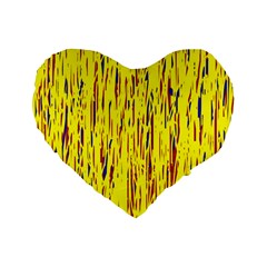 Yellow Pattern Standard 16  Premium Heart Shape Cushions by Valentinaart