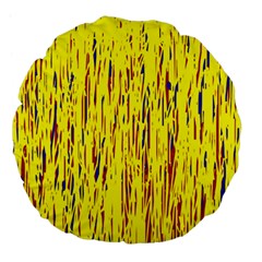 Yellow Pattern Large 18  Premium Flano Round Cushions