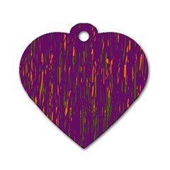 Purple Pattern Dog Tag Heart (one Side) by Valentinaart