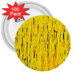 Yellow Pattern 3  Buttons (100 Pack)  by Valentinaart