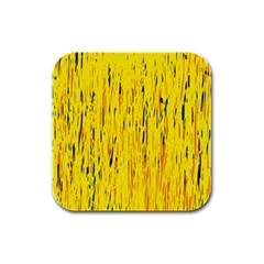 Yellow Pattern Rubber Square Coaster (4 Pack)  by Valentinaart