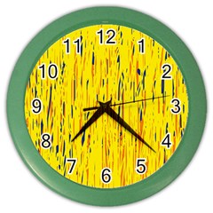 Yellow Pattern Color Wall Clocks by Valentinaart