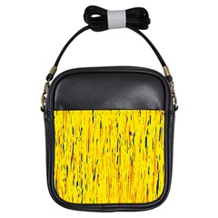 Yellow Pattern Girls Sling Bags by Valentinaart