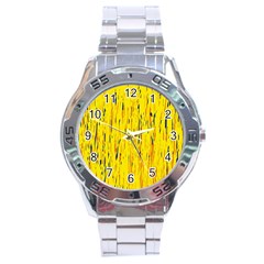 Yellow Pattern Stainless Steel Analogue Watch by Valentinaart