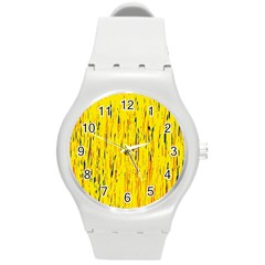 Yellow Pattern Round Plastic Sport Watch (m) by Valentinaart