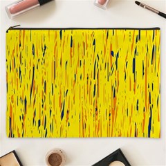 Yellow Pattern Cosmetic Bag (xxxl)  by Valentinaart