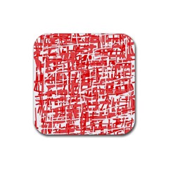 Red Decorative Pattern Rubber Coaster (square)  by Valentinaart