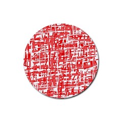 Red Decorative Pattern Rubber Coaster (round)  by Valentinaart