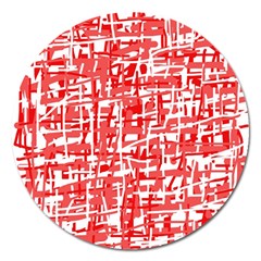 Red Decorative Pattern Magnet 5  (round) by Valentinaart