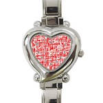 Red decorative pattern Heart Italian Charm Watch Front