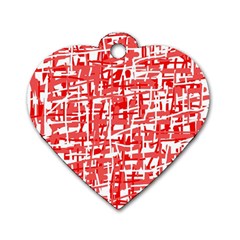 Red Decorative Pattern Dog Tag Heart (two Sides) by Valentinaart